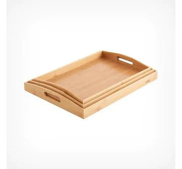 3 Pcs Wooden Serving Tray Set