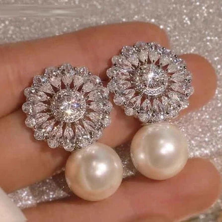 Crystal Flower Pearl Tops