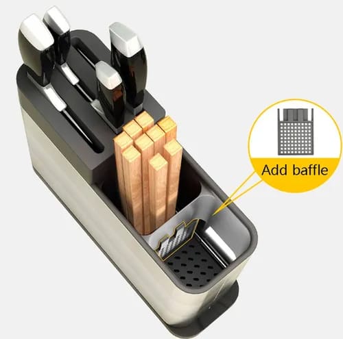 DryRack Pro – Stainless Steel Knife & Spoon Holder with Drain