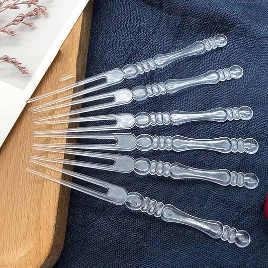 30Pcs Transparent Plastic Fruit Forks
